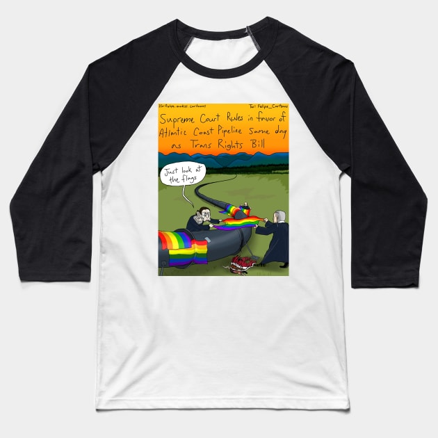 US Supreme Court Pipeline Baseball T-Shirt by Felipe.Makes.Cartoons